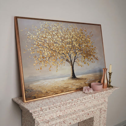 Golden Tree of Life Canvas in rose gold floating frame