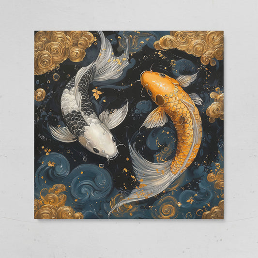 Koi Fish Yin Yang Canvas, Japanese Style on gallery wrap