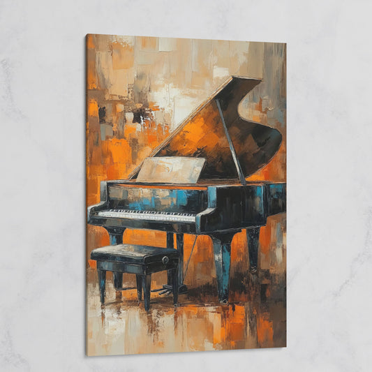 Grand Piano with Sheet Music Canvas on gallery wrap