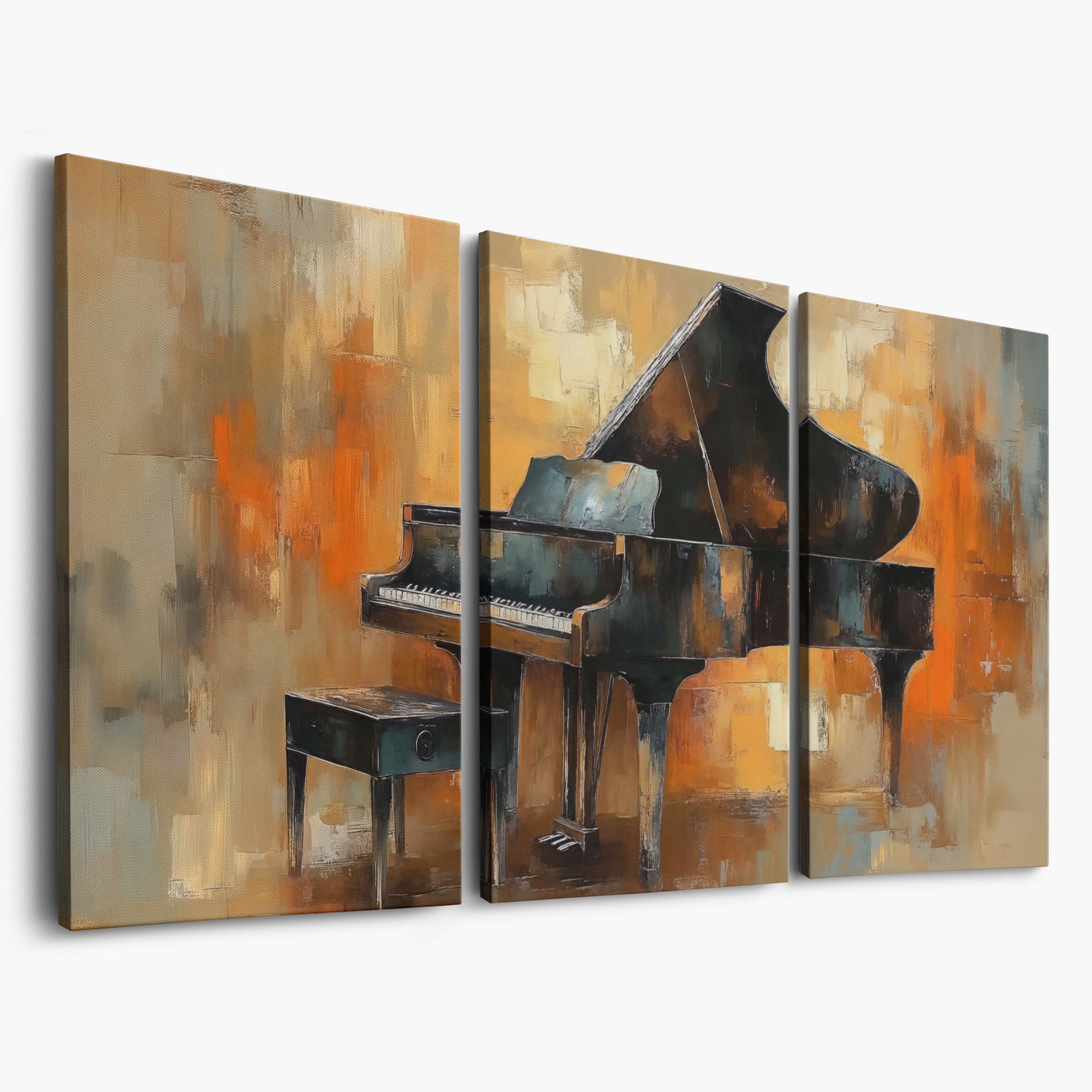 Grand Piano Canvas Wall Art as 3-panel split version