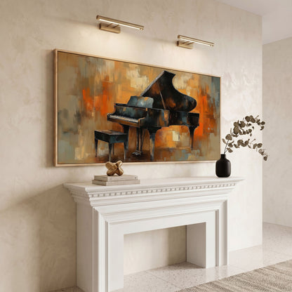 Grand Piano Canvas Wall Art in white oak floating frame