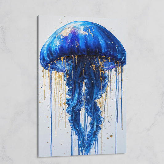 Blue Jellyfish Fantasy Canvas Print on gallery wrap