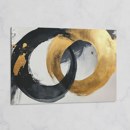 Black and Gold Circles Canvas Print on gallery wrap