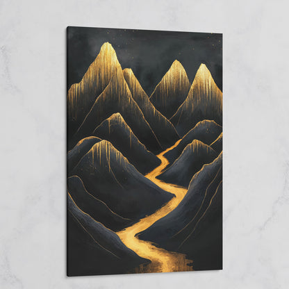 Golden Peaks Black Mountain Canvas Print on gallery wrap