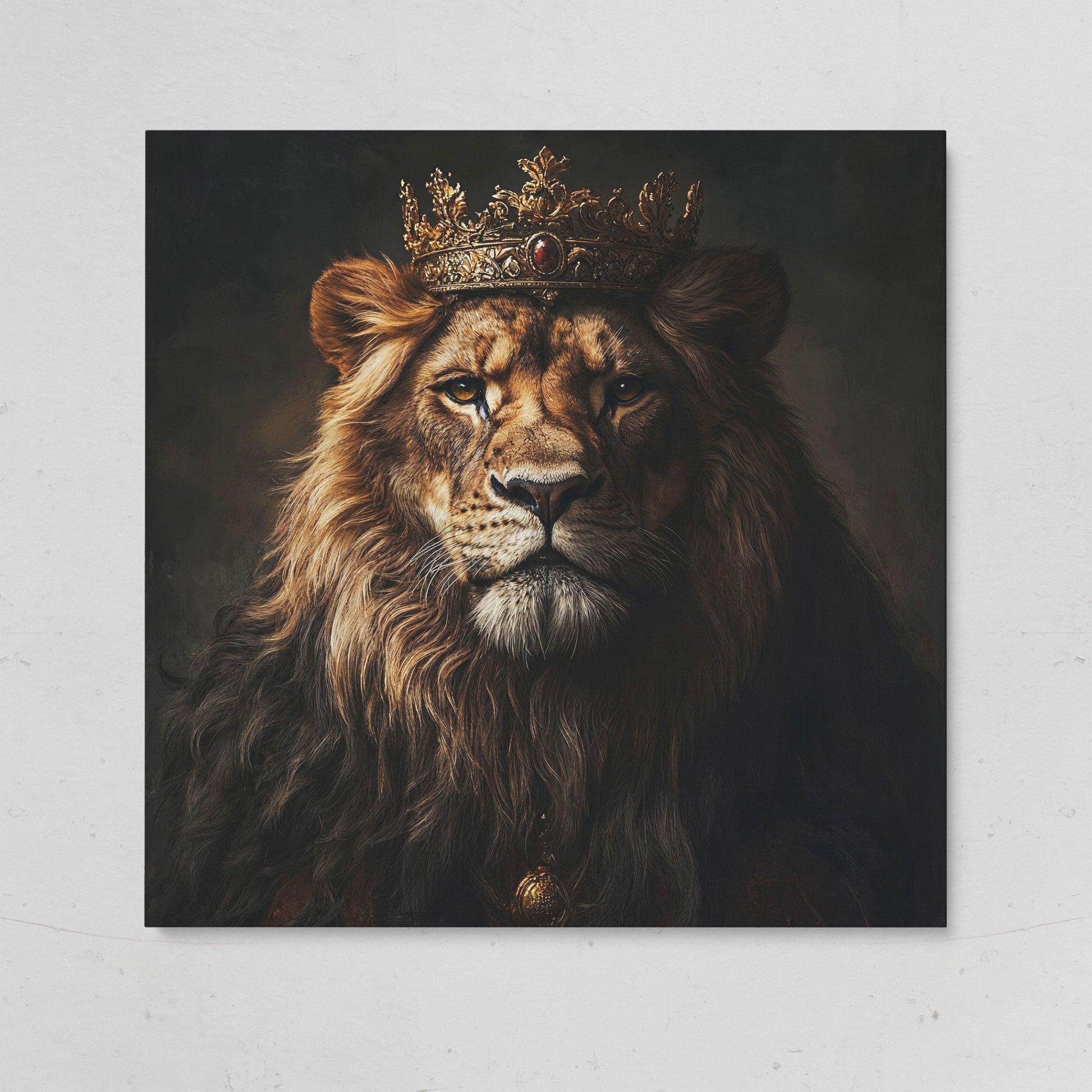 Lion in Crown Canvas Print on gallery wrap