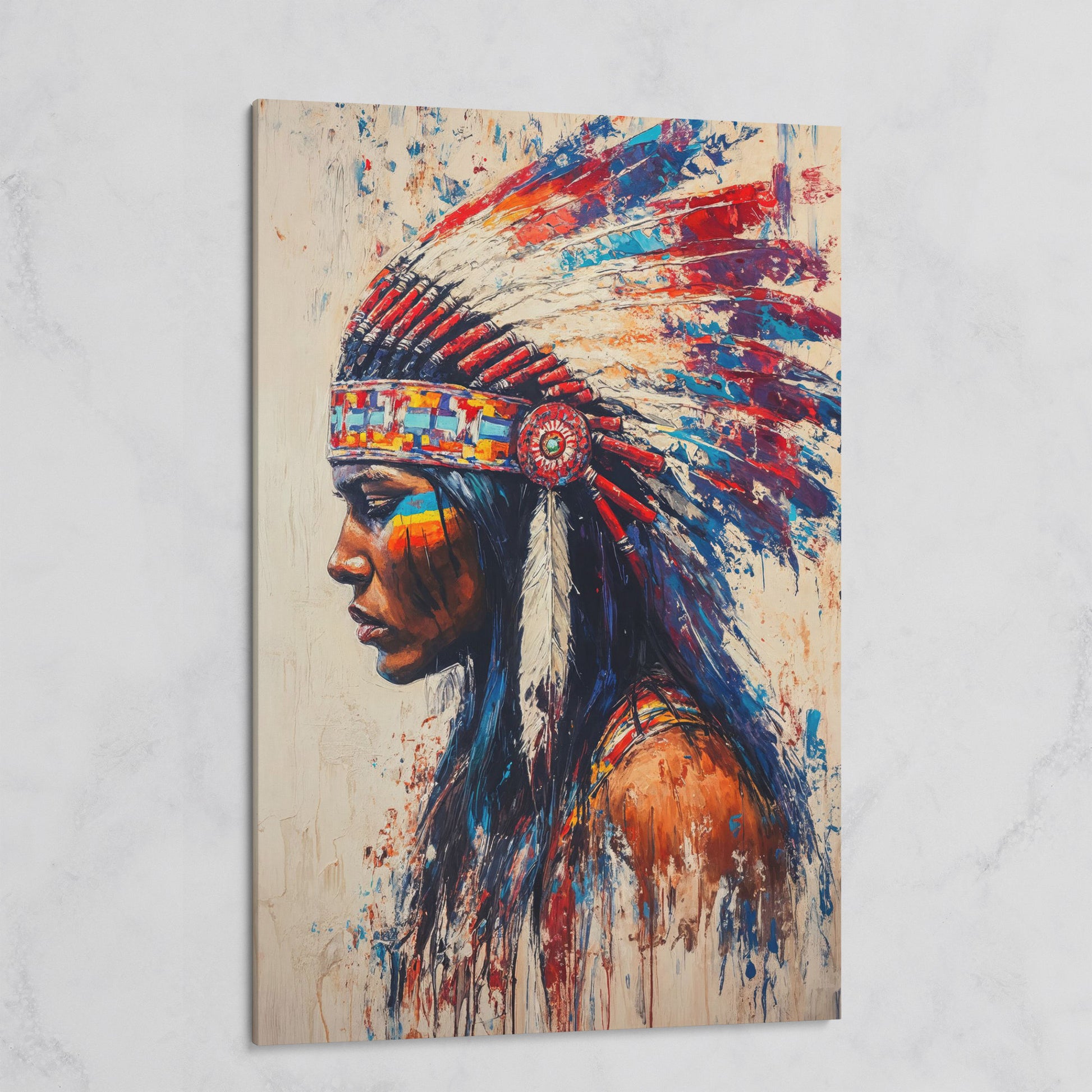 Indigenous Woman in Profile Canvas Print on gallery wrap