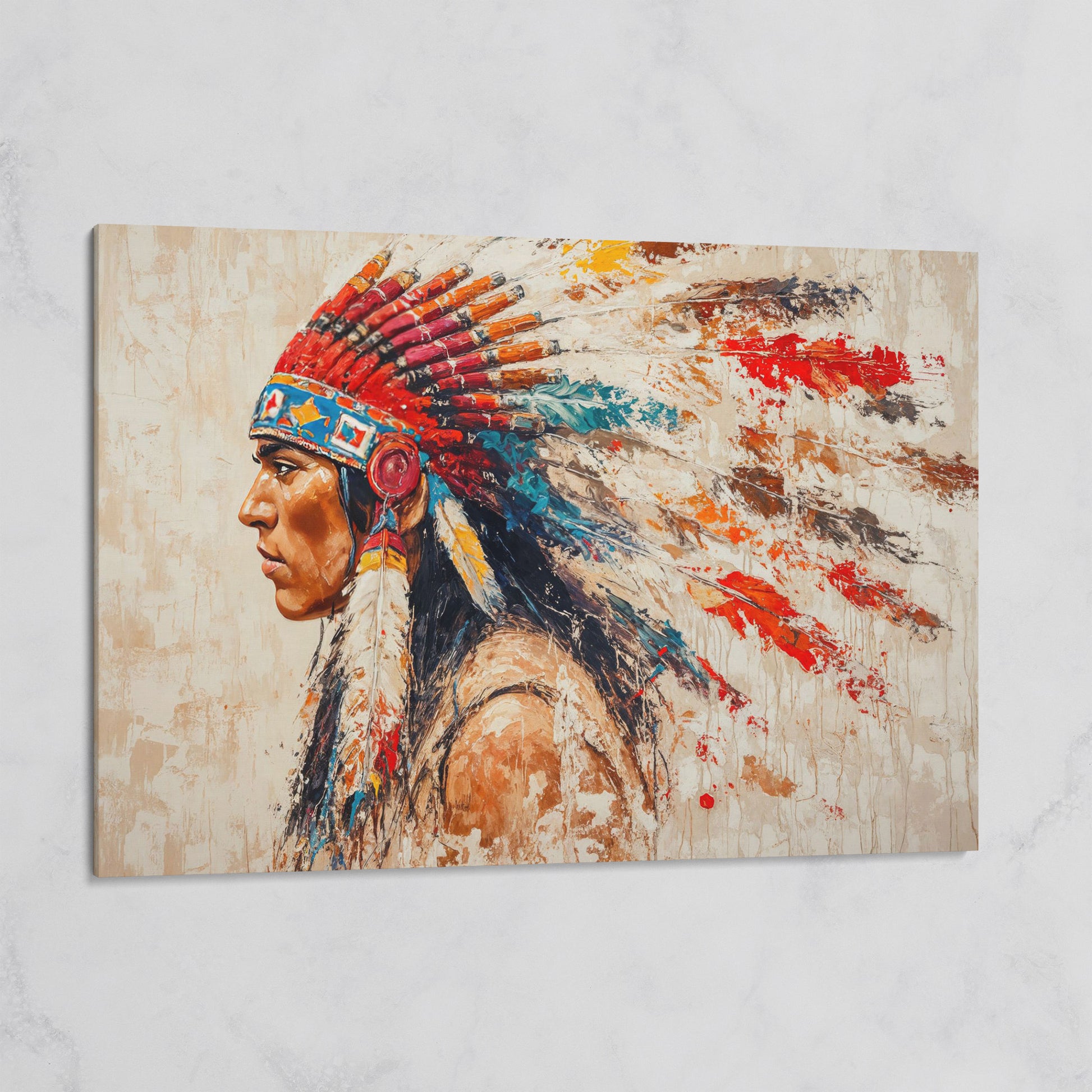 Native American Tribal Leader Canvas Print on gallery wrap