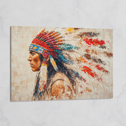 Native American Tribal Leader Canvas Print on gallery wrap