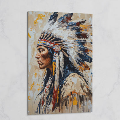 Native American Chief Portrait Canvas on gallery wrap