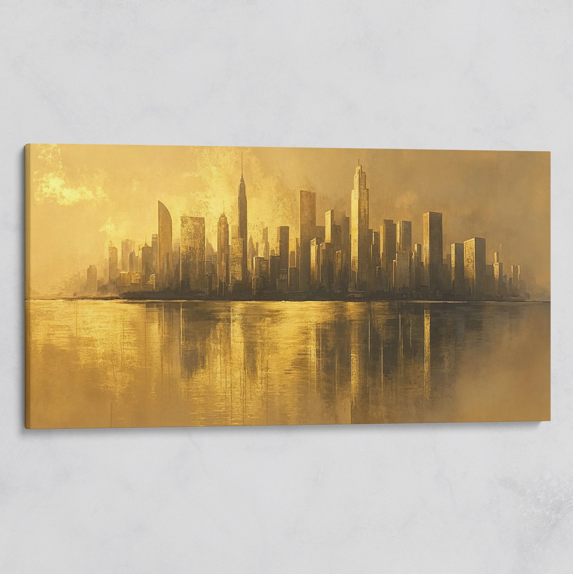 Gold Cityscape Skyline Canvas on gallery wrap