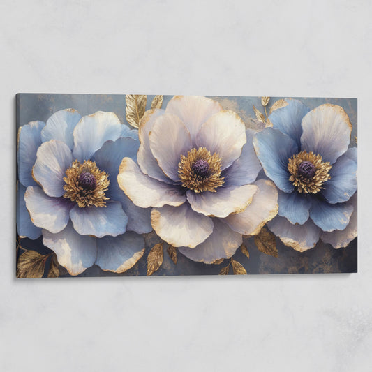 Blue and Purple Lush Flowers Canvas on gallery wrap