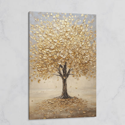 Golden Tree with Fall Leaves Canvas on gallery wrap