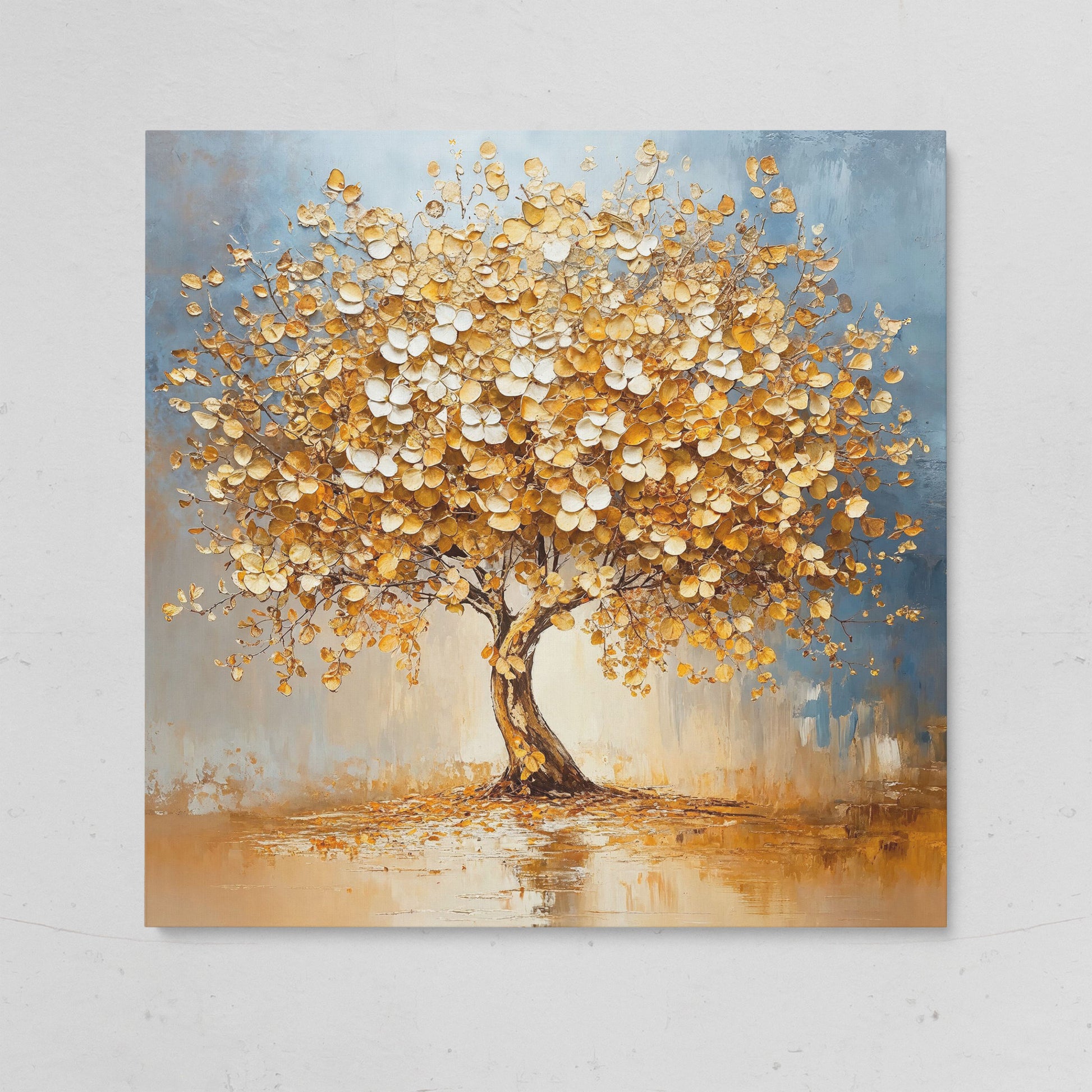 Abstract Tree with White Blossoms Canvas on gallery wrap
