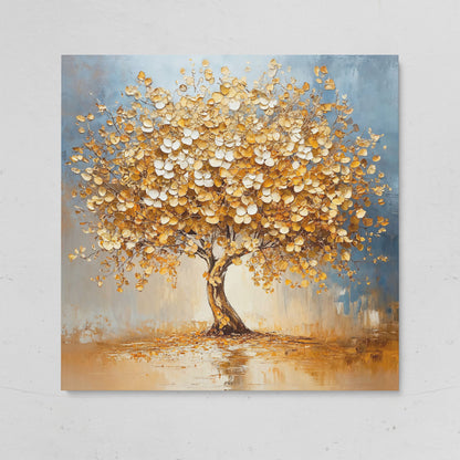Abstract Tree with White Blossoms Canvas on gallery wrap