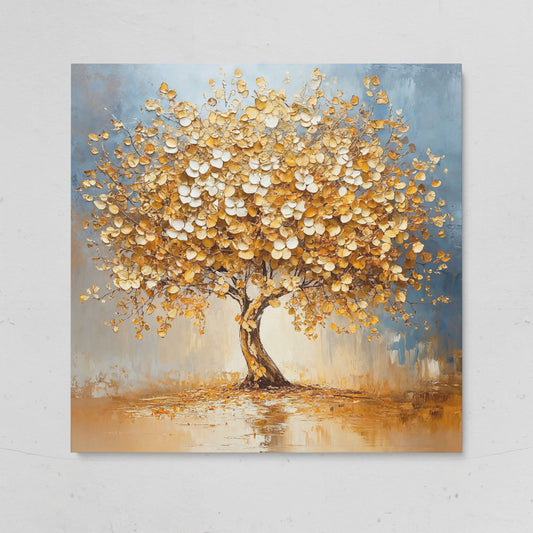 Abstract Tree with White Blossoms Canvas on gallery wrap