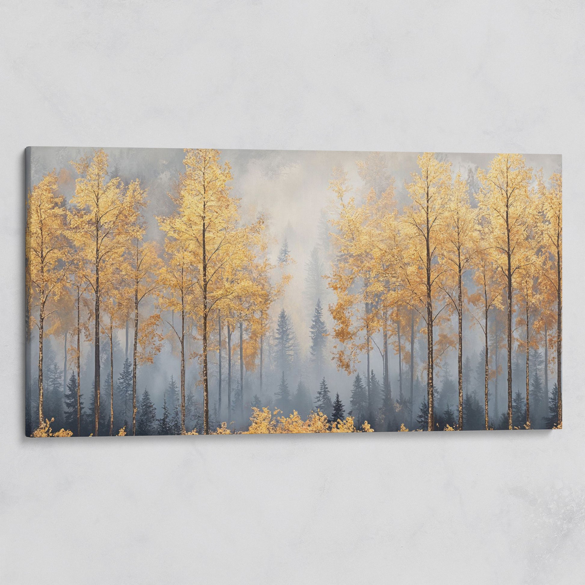 Golden Forest Canvas Print with Autumn Trees on gallery wrap