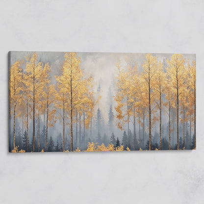 Golden Forest Canvas Print with Autumn Trees on gallery wrap