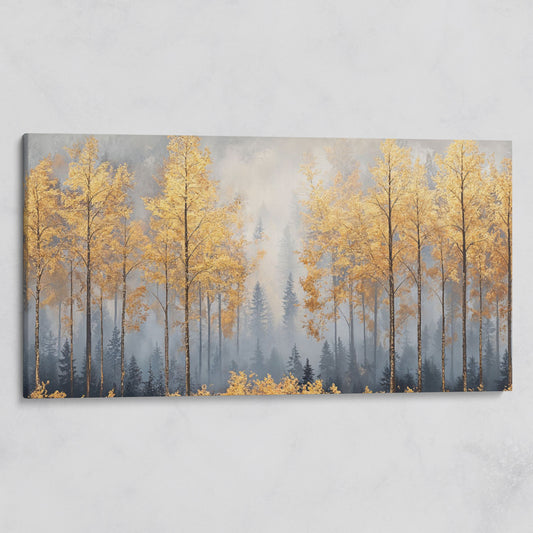 Golden Forest Canvas Print with Autumn Trees on gallery wrap