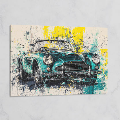 Classic Car with Teal & Yellow Splatter Canvas on gallery wrap