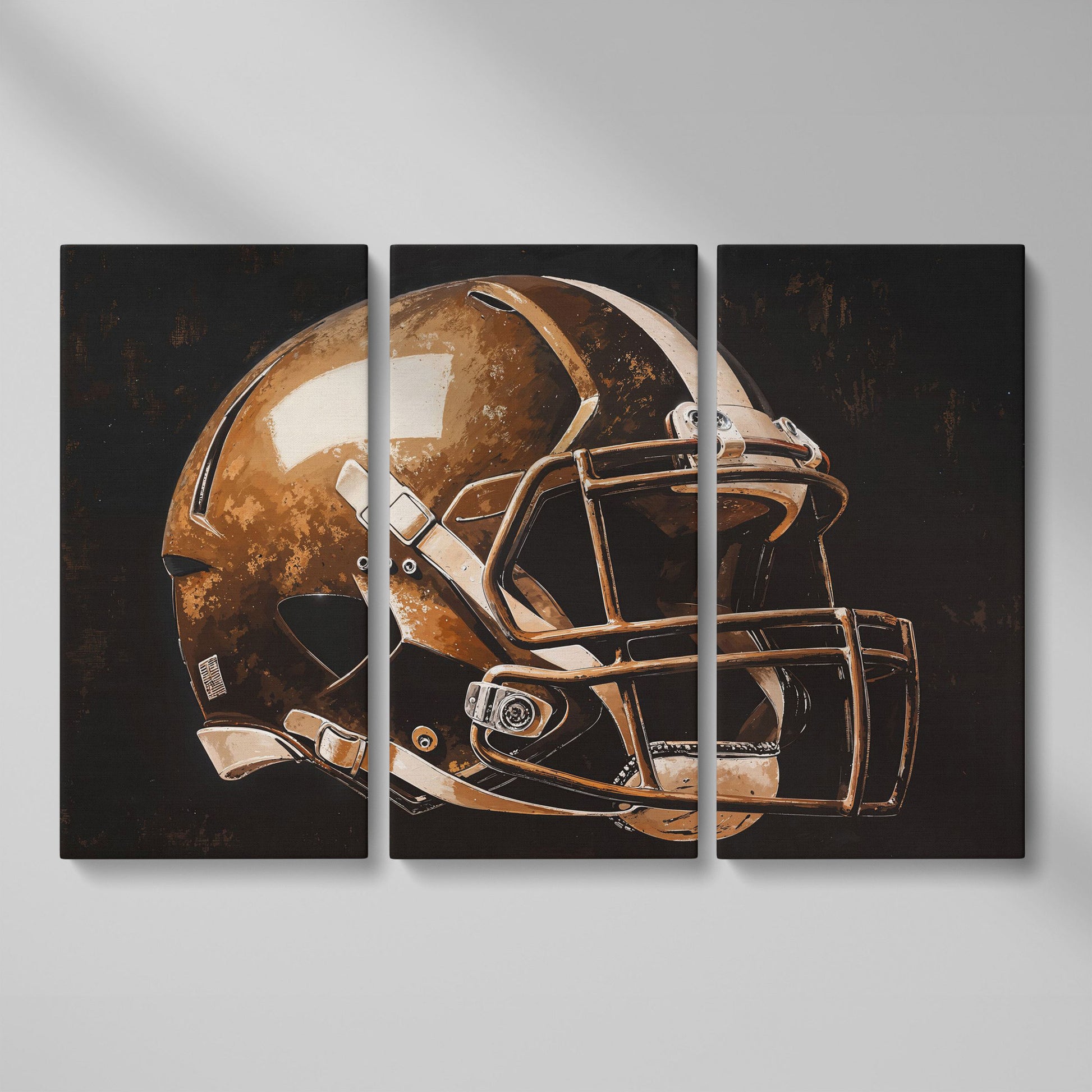 Football Helmet Motivational Canvas Print as 3-panel split version
