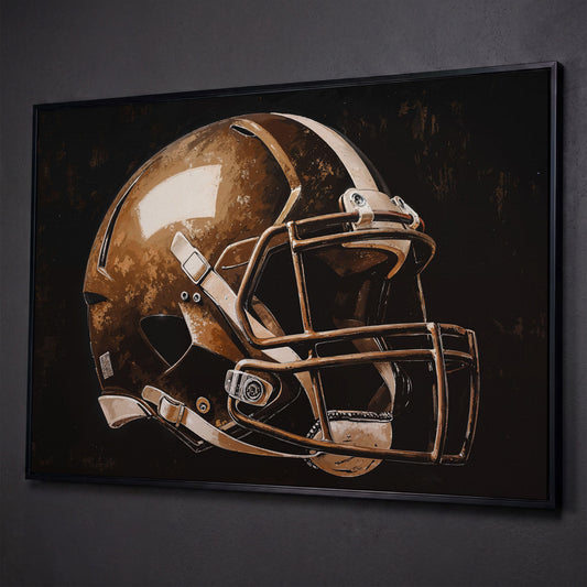 Football Helmet Motivational Canvas Print shown in black floating frame