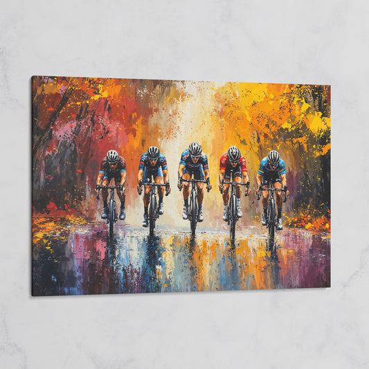 Colorful Cycling Race Canvas Print on gallery wrap
