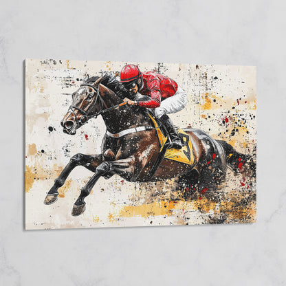 Abstract Jockey Racing Horse Canvas Print on gallery wrap