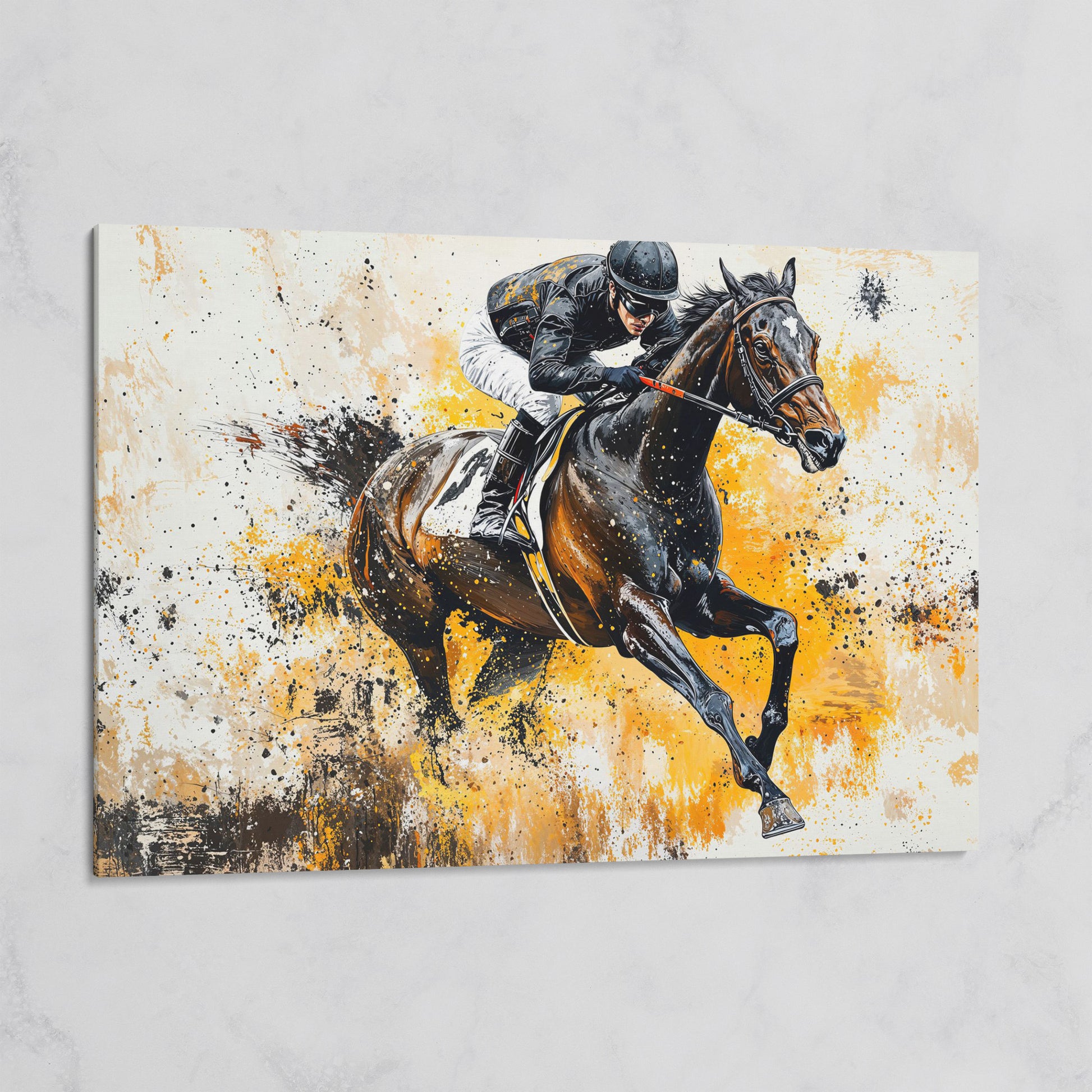 Jockey and Horse Racing Canvas Print on gallery wrap