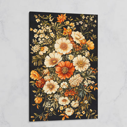 William Morris Floral Canvas Print in Sienna and Olive on gallery wrap