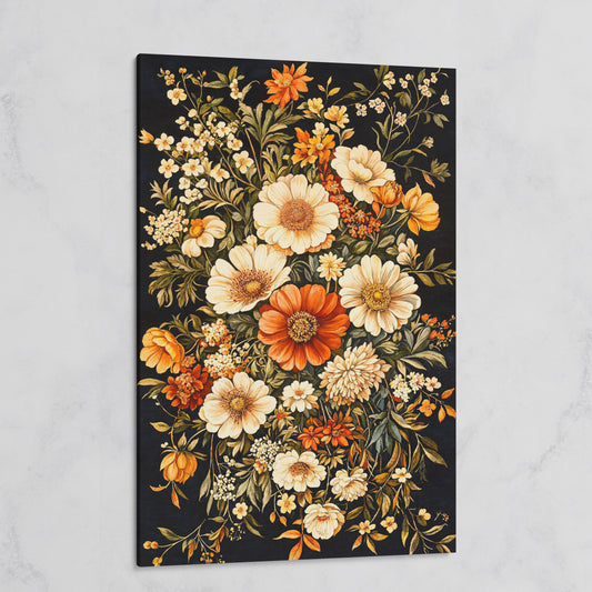 William Morris Floral Canvas Print in Sienna and Olive on gallery wrap