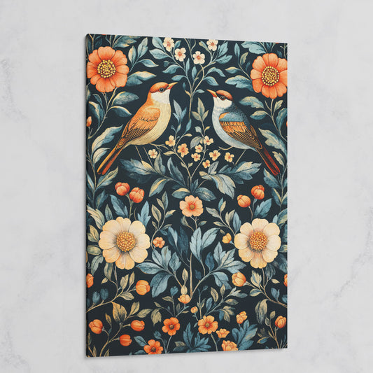 William Morris Bird & Floral Canvas Print on gallery wrap