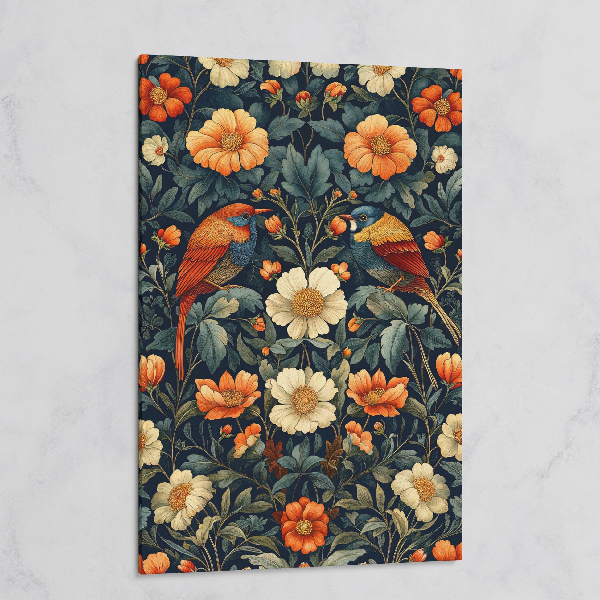 Morris-Style Birds & Blossoms Canvas on gallery wrap