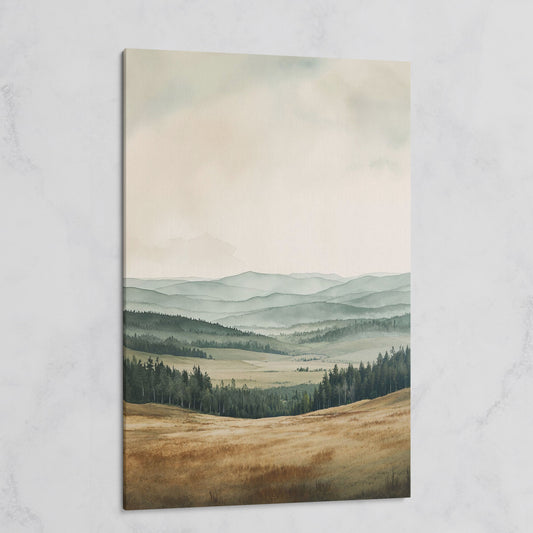 Serene Mountain View Country Landscape Canvas on gallery wrap