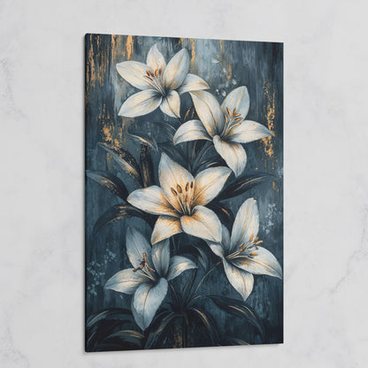 Modern Lily Canvas Art with Resting Figure on gallery wrap