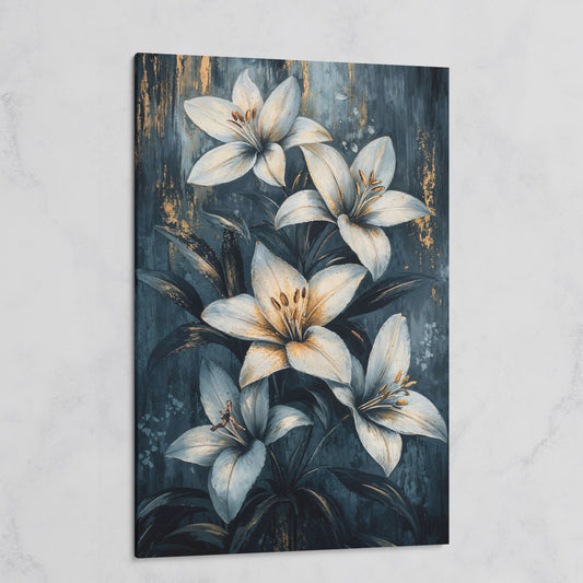 Modern Lily Canvas Art with Resting Figure on gallery wrap