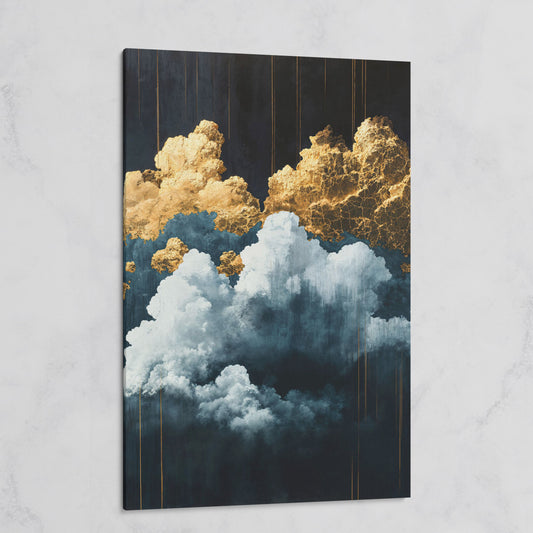 Surreal Cloudscape Canvas Print in Gold and Indigo on gallery wrap
