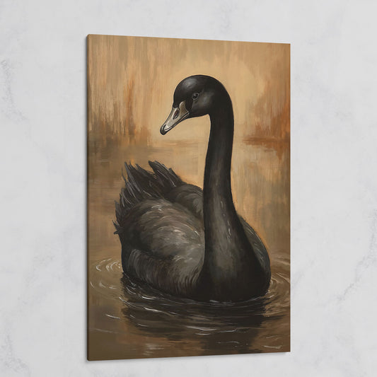 Black Swan Portrait Canvas on gallery wrap