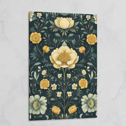 Yellow Peony and Daisy Canvas Print on gallery wrap