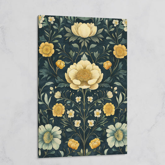 Yellow Peony and Daisy Canvas Print on gallery wrap