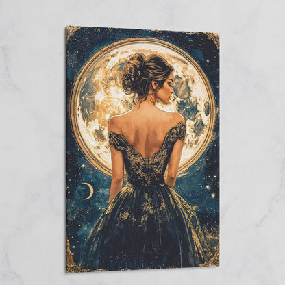 Full Moon Woman Portrait Canvas Print on gallery wrap