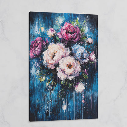Colorful Peony Burst Canvas on gallery wrap