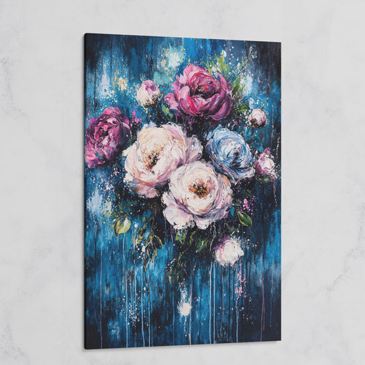 Colorful Peony Burst Canvas on gallery wrap