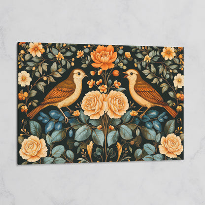 Birds and Flowers Botanical Canvas on gallery wrap
