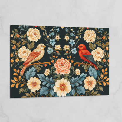 William Morris Style Birds & Blooms Canvas on gallery wrap