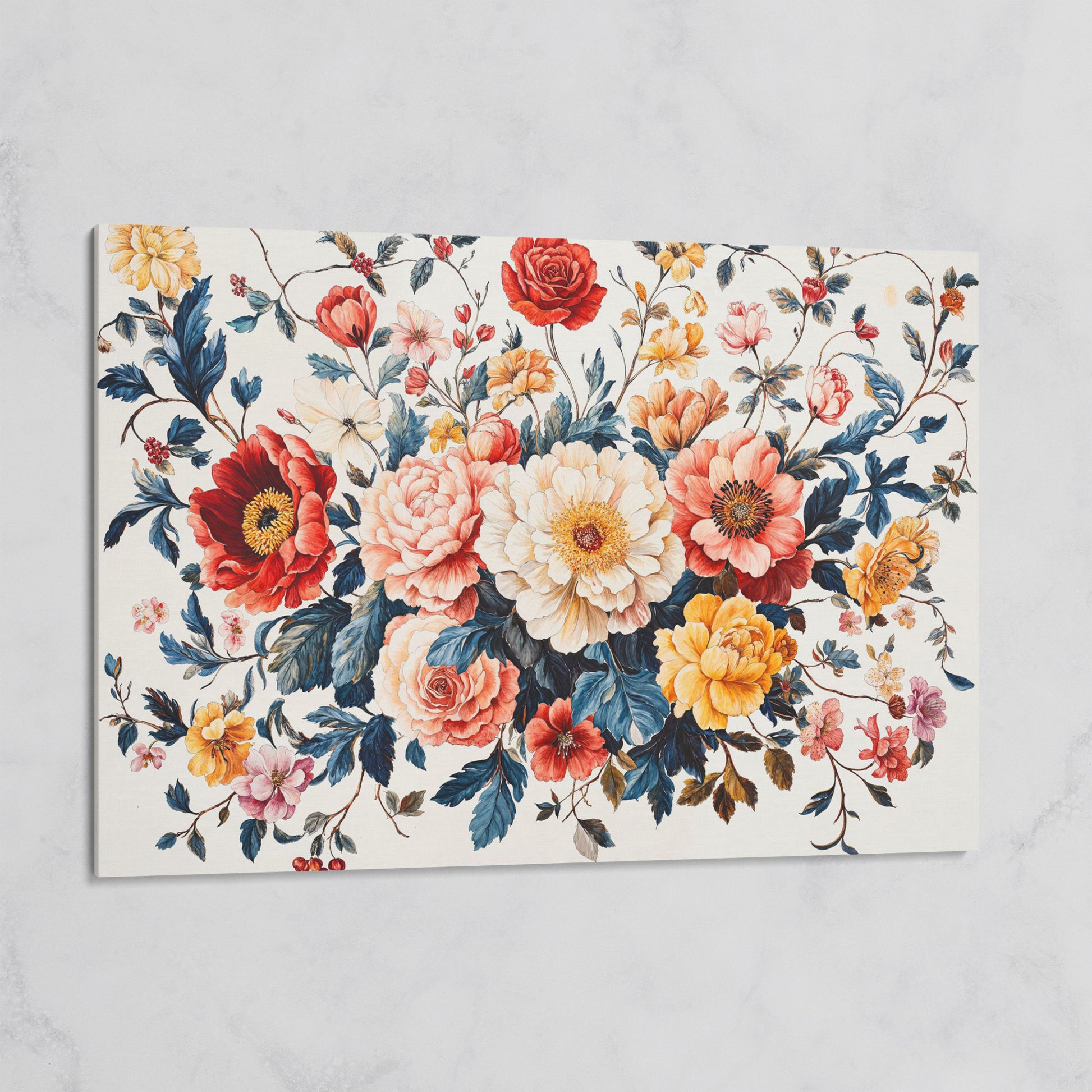 Vibrant Peony Bouquet Canvas Print on gallery wrap