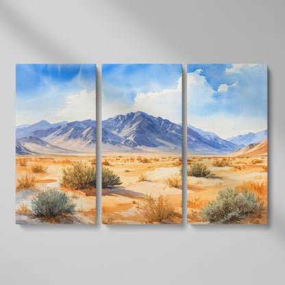 Desert Mountain Landscape Canvas as 3-panel split version