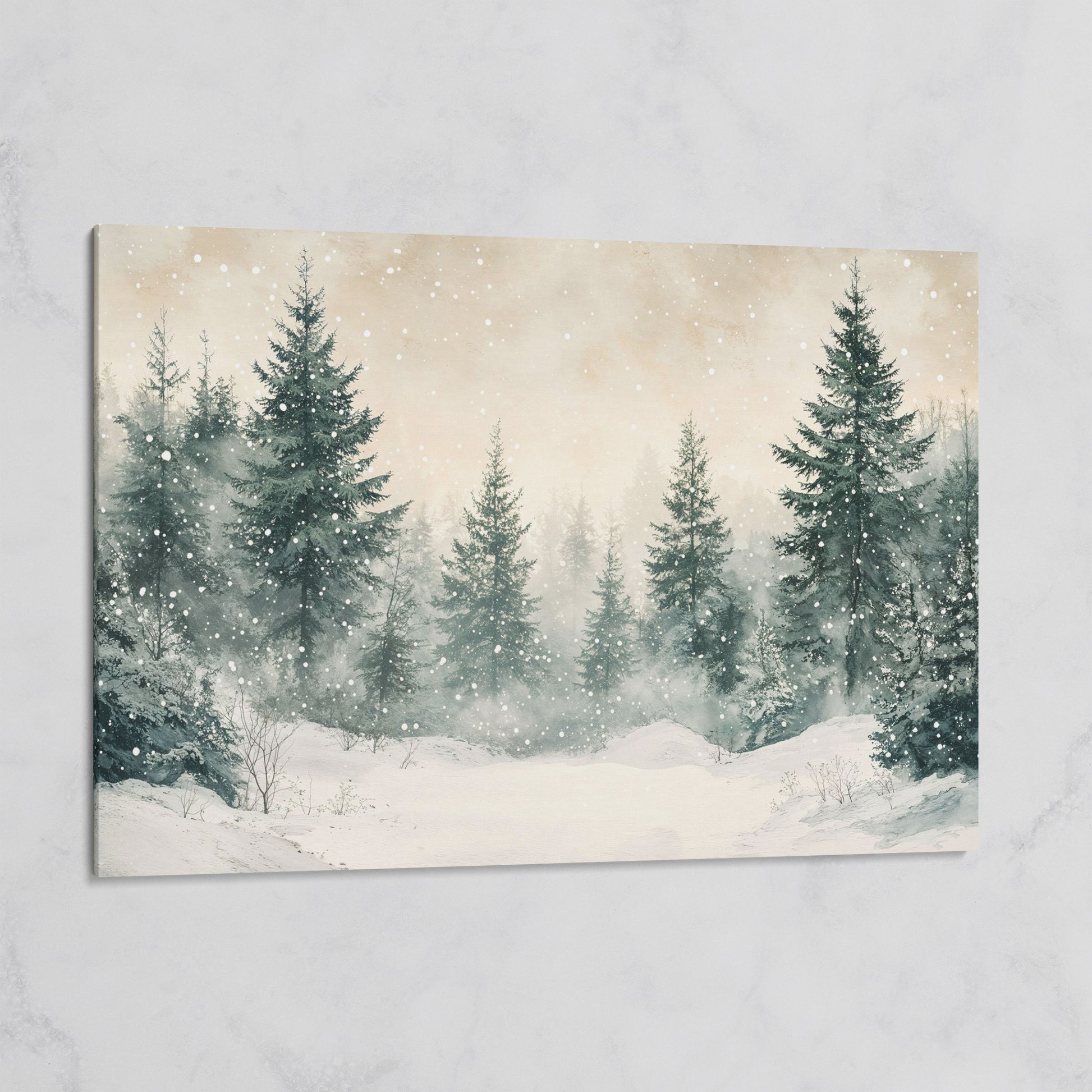 Snowy Pine Forest Canvas Print on gallery wrap