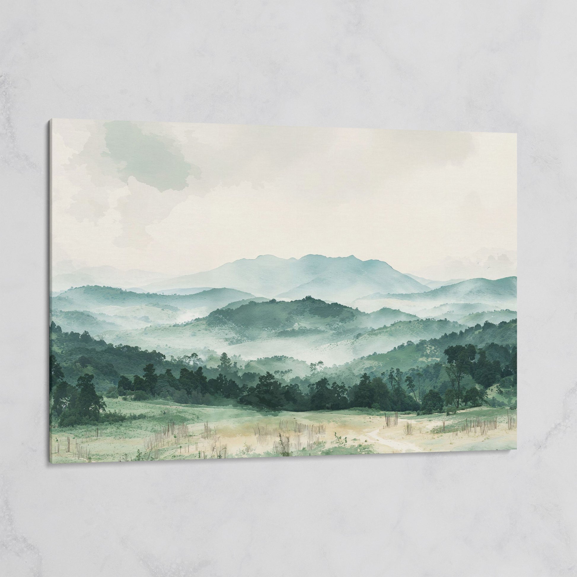 Serene Panoramic Mountainscape Canvas on gallery wrap
