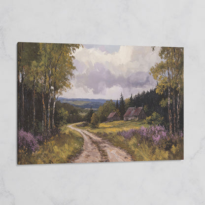 Serene Country Road Landscape Canvas on gallery wrap