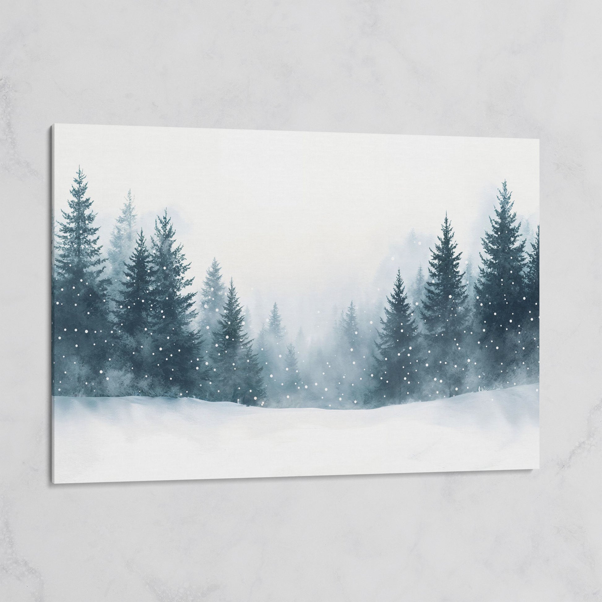 Winter Forest with Pine Trees Canvas Art on gallery wrap